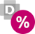 Plus Logo mit Prozentzeichen auf pinkem Kreis